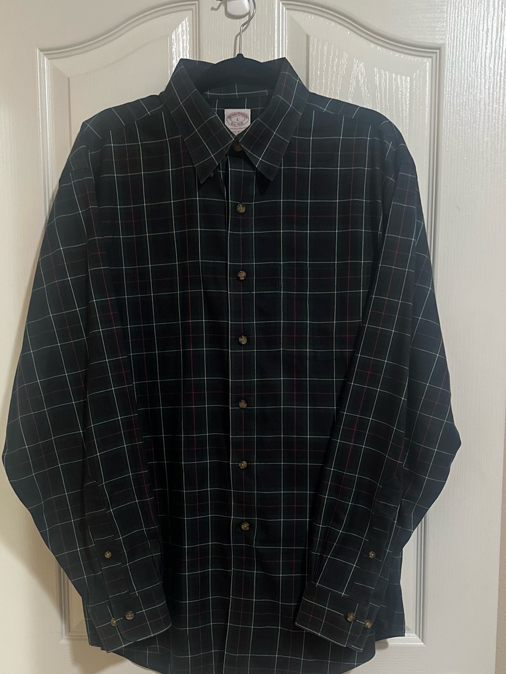NWOT Men’s Brooks Brothers Plaid Preppy Business Casual Cotton Relaxed Shirt L.